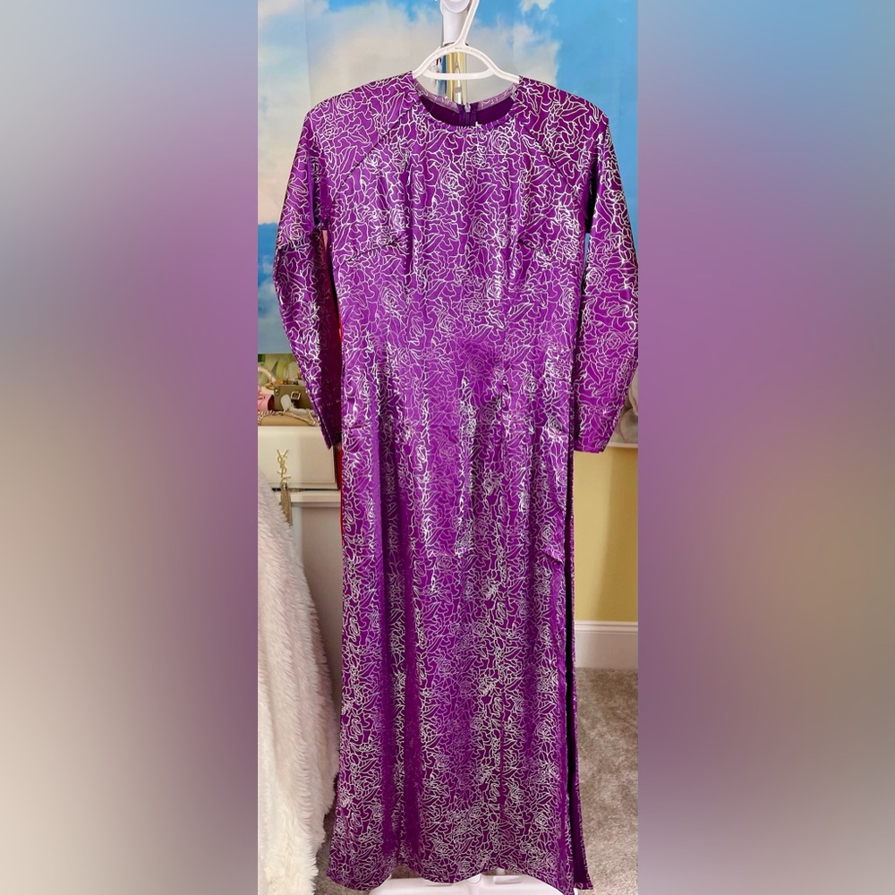 New Ao dai nhu anh kim, Vietnamese traditional long dress set m 2 purple 🎁 mom
